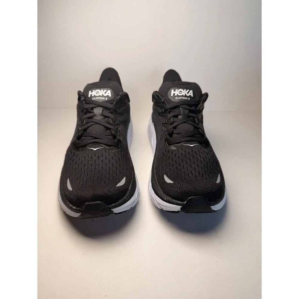 Hoka One One Clifton 8 Black / White Running Shoes Women's Size 6.5 B